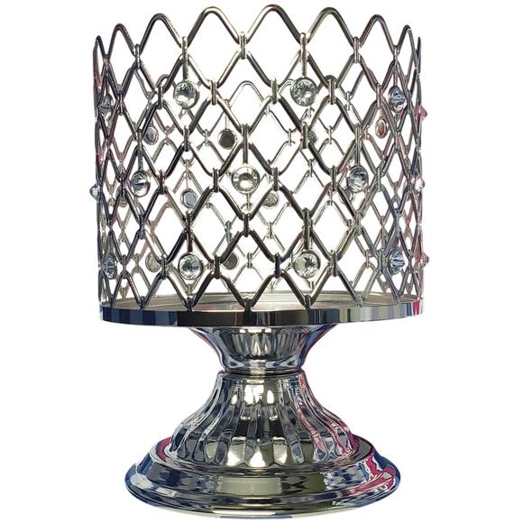 BBW Silver Wired Gems Large 3 Wick Candle Holder - Picture 1 of 2